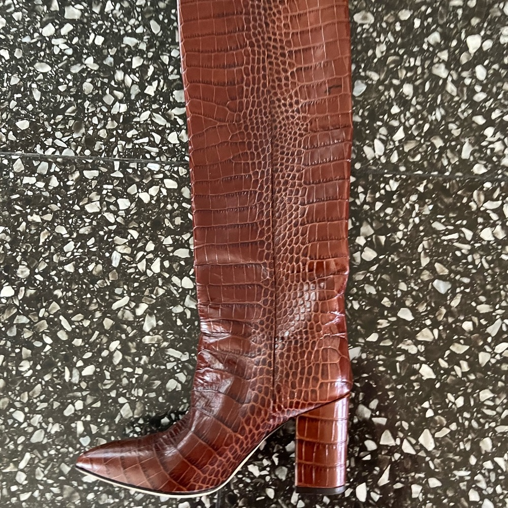 Paris Texas knee-high croc embossed boots